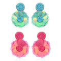 Set of 2 Seed Beaded Floral Earrings in Goldtone - Sticky add to cart bar