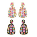 Set of 2 Multi Color Seed Beaded Earrings in Goldtone - Sticky add to cart bar