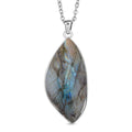 Malagasy Labradorite Pendant Necklace 20 Inches in Stainless Steel 40.00 ctw - Sticky add to cart bar