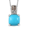 Sleeping Beauty Turquoise, Natural Champagne and White Diamond Pendant Necklace 20 Inches in Platinum Over Sterling Silver 3.40 ctw - Sticky add to cart bar