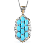 Sleeping Beauty Turquoise Pendant Necklace 20 Inches in Vermeil YG and Platinum Over Sterling Silver 4.20 ctw