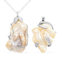 Freshwater Pearl Set of 2 Pendants Necklace 18 Inches in Silvertone