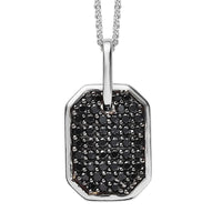 Thai Black Spinel Pendant Necklace 20 Inches in Platinum Over Sterling Silver 0.90 ctw