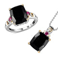 TLV African Amethyst Ring (Size 5.0) and Pendant Necklace (20 Inches) in Vermeil YG and Platinum Over Sterling Silver 11.25 ctw - Sticky add to cart bar