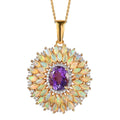 Premium Mashamba Amethyst and Multi Gemstone Cocktail Pendant Necklace 20 Inches in Vermeil Yellow Gold Over Sterling Silver 5.40 ctw - Sticky add to cart bar