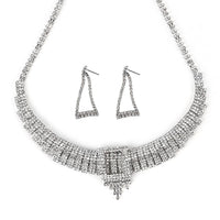 Austrian Crystal Regal Cascade Necklace and Earrings in Silvertone
