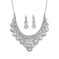 Austrian Crystal Necklace 20-22 Inches and Earrings in Silvertone