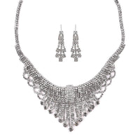 Austrian Crystal Glow Statement Necklace and Earrings in Silvertone