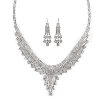 Austrian Crystal Timeless Shine Necklace 20-22 Inches and Earrings in Silvertone