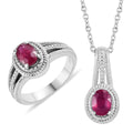 Niassa Ruby (FF) Solitaire Ring (Size 5.0) and Pendant Necklace 20 Inches in Stainless Steel 2.10 ctw - Sticky add to cart bar