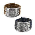 Set of 2 Blue and Golden Seed Beaded Cuff Bracelet (Adjustable) - Sticky add to cart bar
