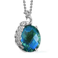 Peacock Quartz (Triplet) Peacock Pendant Necklace 20 Inches in Platinum Over Sterling Silver 5.50 ctw - Sticky add to cart bar