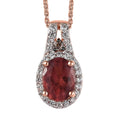 Blush Apatite and Multi Gemstone Halo Pendant Necklace 20 Inches in Vermeil Rose Gold Over Sterling Silver 1.60 ctw - Sticky add to cart bar