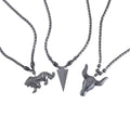 Resin, Hematite Beaded Set of 3 Halloween Skull, Elephant & Turtle Pendant Necklace (20-22 Inches) in Silvertone 527.00 ctw - Sticky add to cart bar