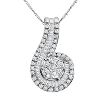 10K White Gold H SI3 Diamond Pendant Necklace 18 Inches 0.75 ctw