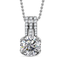 Moissanite Pendant Necklace 20 Inches in Platinum Over Sterling Silver 2.10 ctw