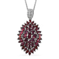 Anthill Garnet 6.15 ctw Floral Spray Pendant Necklace in Platinum Over Sterling Silver 20 Inches - Sticky add to cart bar
