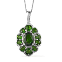 TLV Chrome Diopside Pendant Necklace (20 Inches) in Platinum Over Sterling Silver 4.40 ctw