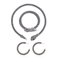 Doorbuster Black and White Austrian Crystal Necklace (16 Inches) and Bracelet (6.50-7.50In) and Earrings in Silvertone - Sticky add to cart bar