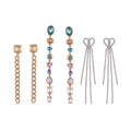 Set of 3 Multi Color Glass, Austrian Crystal Earrings in Silvertone, Rosetone, Goldtone - Sticky add to cart bar