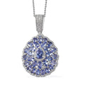 Tanzanite and White Zircon Floral Pendant Necklace 20 Inches in Platinum Over Sterling Silver 6.00 ctw - Sticky add to cart bar