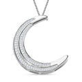 Diamond 1.00 ctw Moon Pendant Necklace in Platinum Over Sterling Silver 20 Inches - Sticky add to cart bar