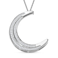 Diamond 1.00 ctw Moon Pendant Necklace in Platinum Over Sterling Silver 20 Inches