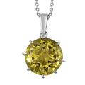 Brazilian Green Gold Quartz and White Zircon Pendant Necklace 20 Inches in Platinum Over Sterling Silver 9.65 ctw - Sticky add to cart bar