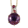 Starbrite Cut African Amethyst, Multi Gemstone Pendant Necklace (20 Inches) in Vermeil YG Over Sterling Silver 10.70 ctw - Sticky add to cart bar