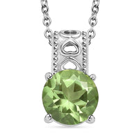 Emeraldine Quartz Solitaire Pendant Necklace 20 Inches in Stainless Steel 3.25 ctw