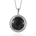 Black Jade (D) Pendant in Platinum Over Copper with Magnet and Stainless Steel Necklace 20 Inches 19.00 ctw - Sticky add to cart bar