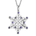 Simulated Diamond Snowflake Pendant in Sterling Silver with Stainless Steel Necklace 20 Inches 0.75 ctw - Sticky add to cart bar