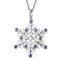 Simulated Diamond Snowflake Pendant in Sterling Silver with Stainless Steel Necklace 20 Inches 0.75 ctw