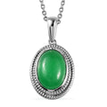 Karis Green Jade (D) Pendant in Platinum Bond with Stainless Steel Necklace (20 Inches) 6.25 ctw - Sticky add to cart bar