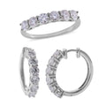 Moissanite Half Eternity Band Ring (Size 5.00) and Hoop Earrings in Platinum Over Sterling Silver 2.85 ctw - Sticky add to cart bar