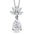 Moissanite Drop Pendant Necklace 20 Inches in Platinum Over Sterling Silver 2.85 ctw - Sticky add to cart bar