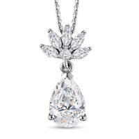 Moissanite Drop Pendant Necklace 20 Inches in Platinum Over Sterling Silver 2.85 ctw