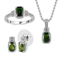 White Topaz and White Sapphire Halo Earrings, Ring (Size 7.0) and Pendant in Platinum Over Sterling Silver with Stainless Steel Necklace 20 Inches 3.75 ctw - Sticky add to cart bar