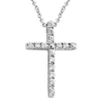 Simulated Diamond Cross Pendant Necklace 18 Inches in Silvertone 1.25 ctw - Sticky add to cart bar