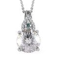 Emperor Cut Moissanite and Blue Moissanite Pendant Necklace 20 Inches in Platinum Over Sterling Silver 3.75 ctw - Sticky add to cart bar
