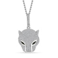 GP Trionfo Collection Chrome Diopside and Diamond Panther Head Pendant Necklace 20 Inches in Platinum Over Sterling Silver 1.10 ctw - Sticky add to cart bar