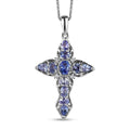 Tanzanite and White Zircon Cross Pendant Necklace 20 Inches in Platinum Over Sterling Silver 2.00 ctw - Sticky add to cart bar
