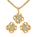Simulated Emerald 1.35 ctw Stud Earrings and Pendant Necklace in Goldtone 18 Inches - Sticky add to cart bar