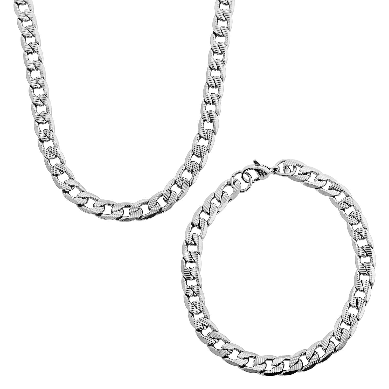 Bracelet (7.50In) and Necklace (20 Inches) in Stainless Steel