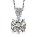 Strontium Titanate and Moissanite Pendant Necklace 20 Inches in Platinum Over Sterling Silver 5.90 ctw - Sticky add to cart bar