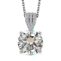 Strontium Titanate and Moissanite Pendant Necklace 20 Inches in Platinum Over Sterling Silver 5.90 ctw
