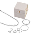 6pcs Set - Simulated Diamond 3pcs Hoop, Twisted and Marquise Earrings and 2pc Bracelet (7 & 7.50In) and Necklace (20 Inches) in Stainless Steel - Sticky add to cart bar