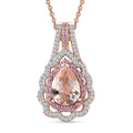 Premium Marropino Morganite and Multi Gemstone Pendant Necklace 20 Inches in Vermeil Rose Gold Over Sterling Silver 2.25 ctw - Sticky add to cart bar