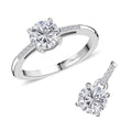 Moissanite Ring (Size 5.0) and Pendant in Platinum Over Sterling Silver 1.60 ctw - Sticky add to cart bar