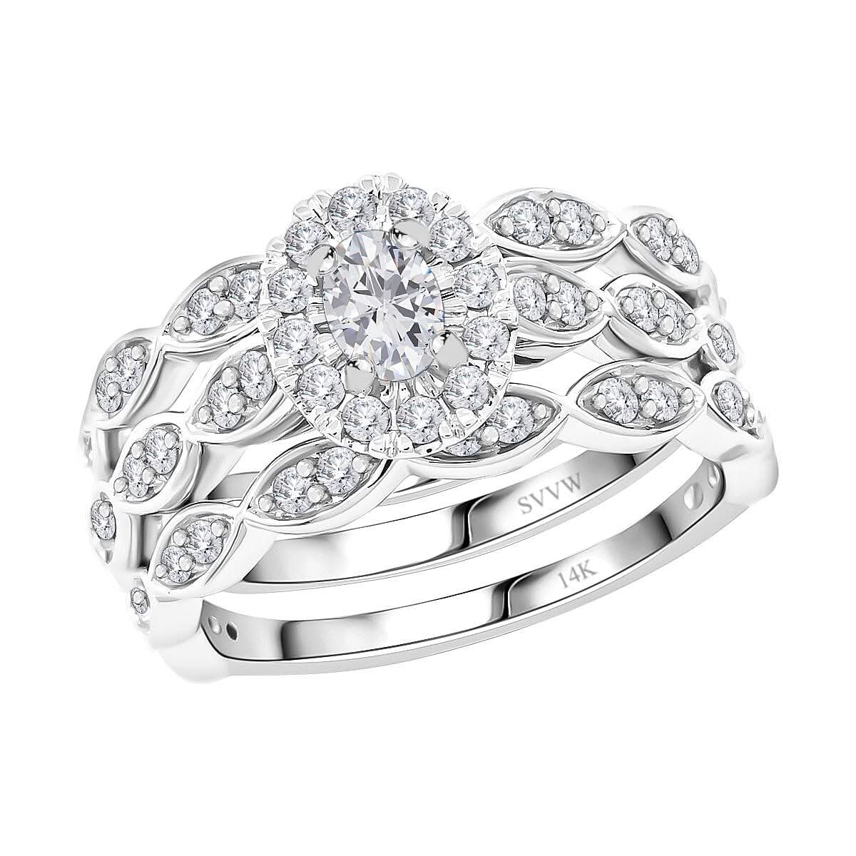 By Tony Diniz Designer Closeout 14K White Gold Diamond (G-H, SI) Set of 3 Ring (Size 7.0) 1.00 ctw